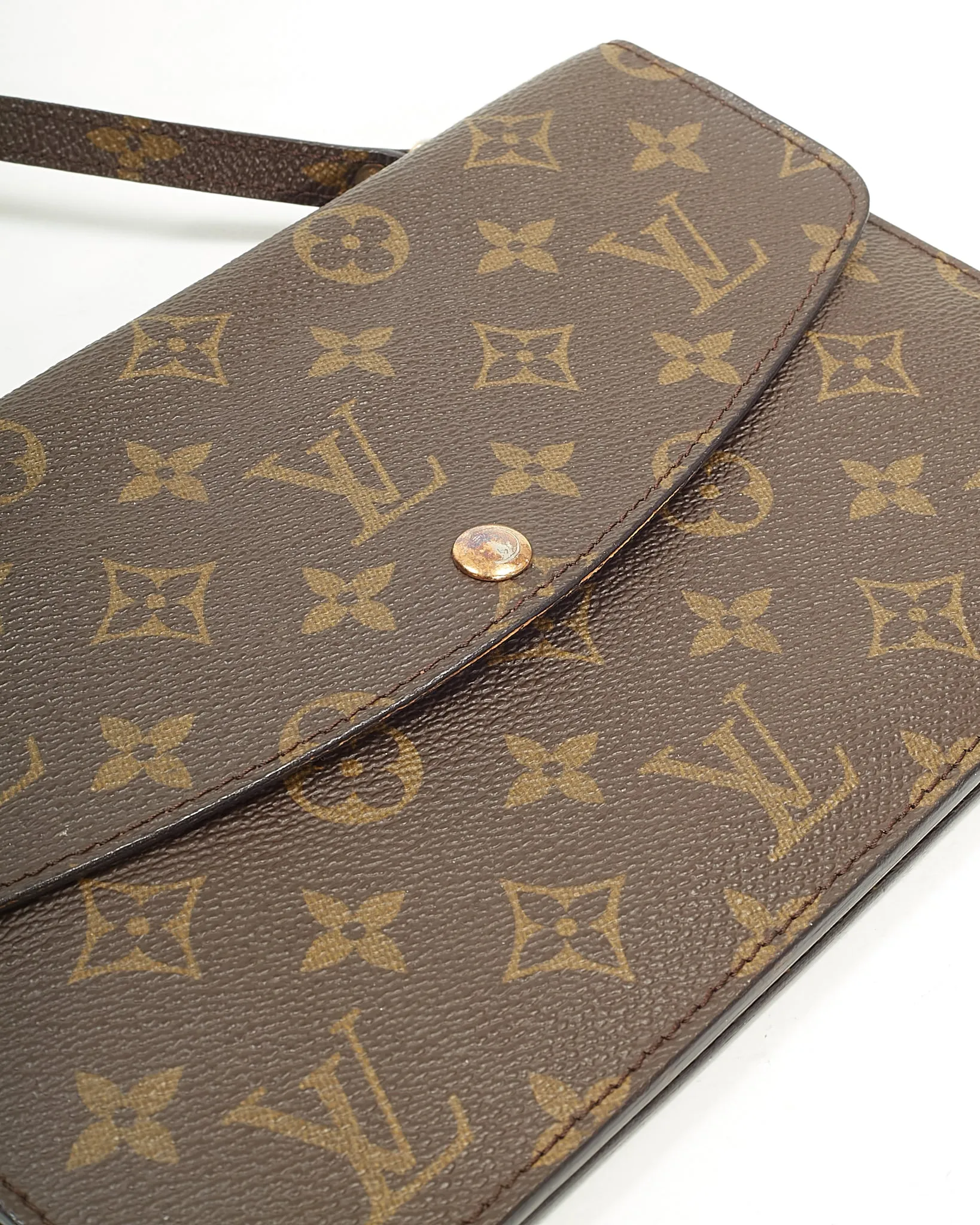 Louis Vuitton Vintage Monogram Canvas Rabbat Double Pochette Shoulder Bag