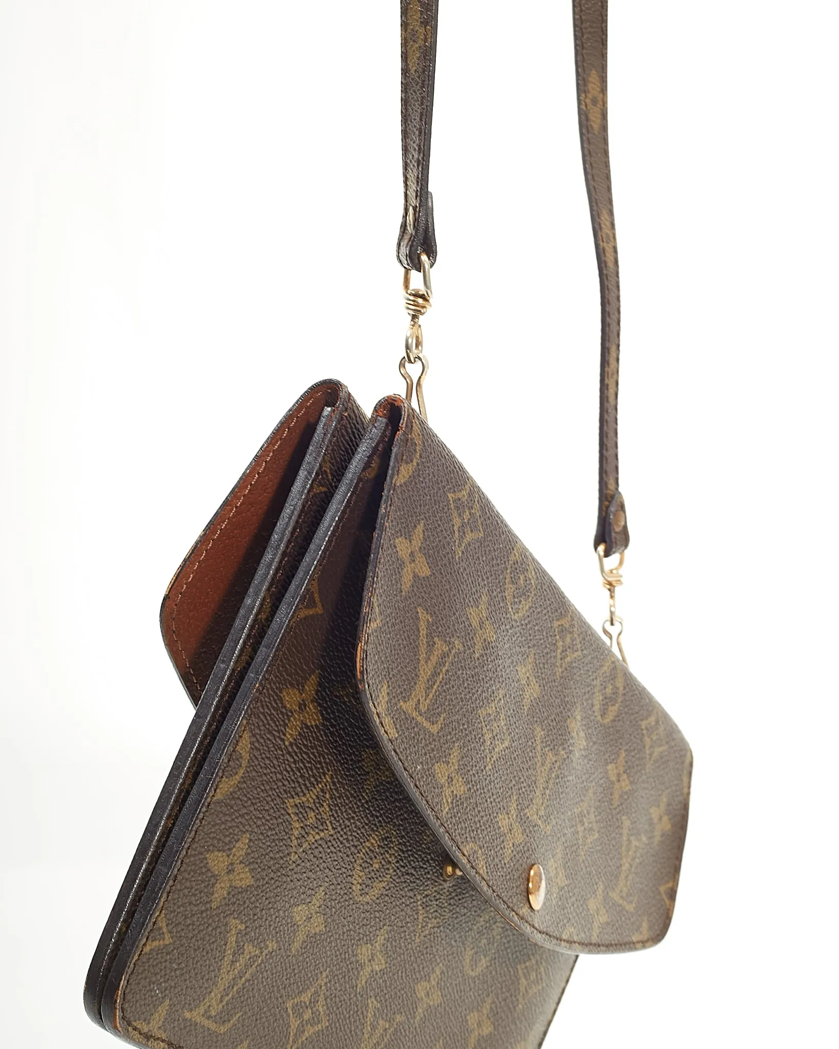 Louis Vuitton Vintage Monogram Canvas Rabbat Double Pochette Shoulder Bag