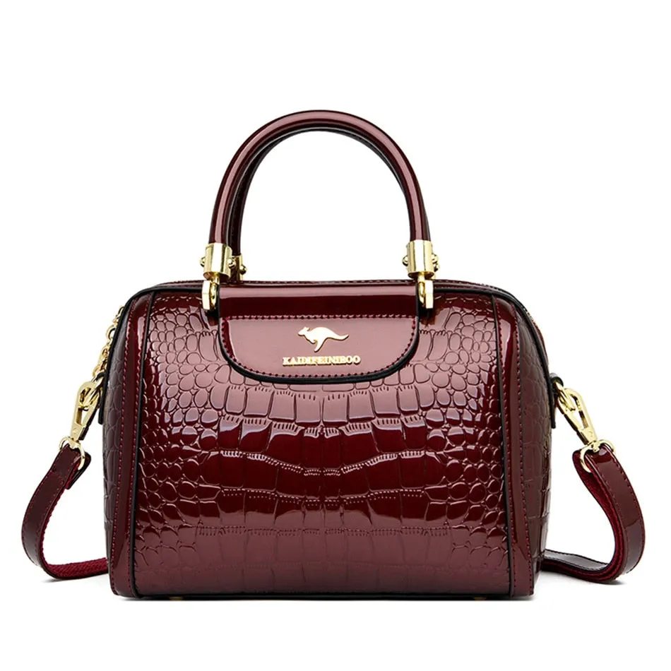 Luxury Patent Leather Handbags for Women Designer Crocodile Pattern Women&#39;s Shoulder Crossbody Bag New Ladies Messenger Purses