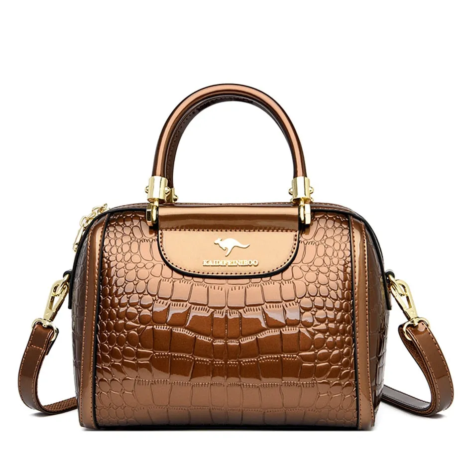 Luxury Patent Leather Handbags for Women Designer Crocodile Pattern Women&#39;s Shoulder Crossbody Bag New Ladies Messenger Purses