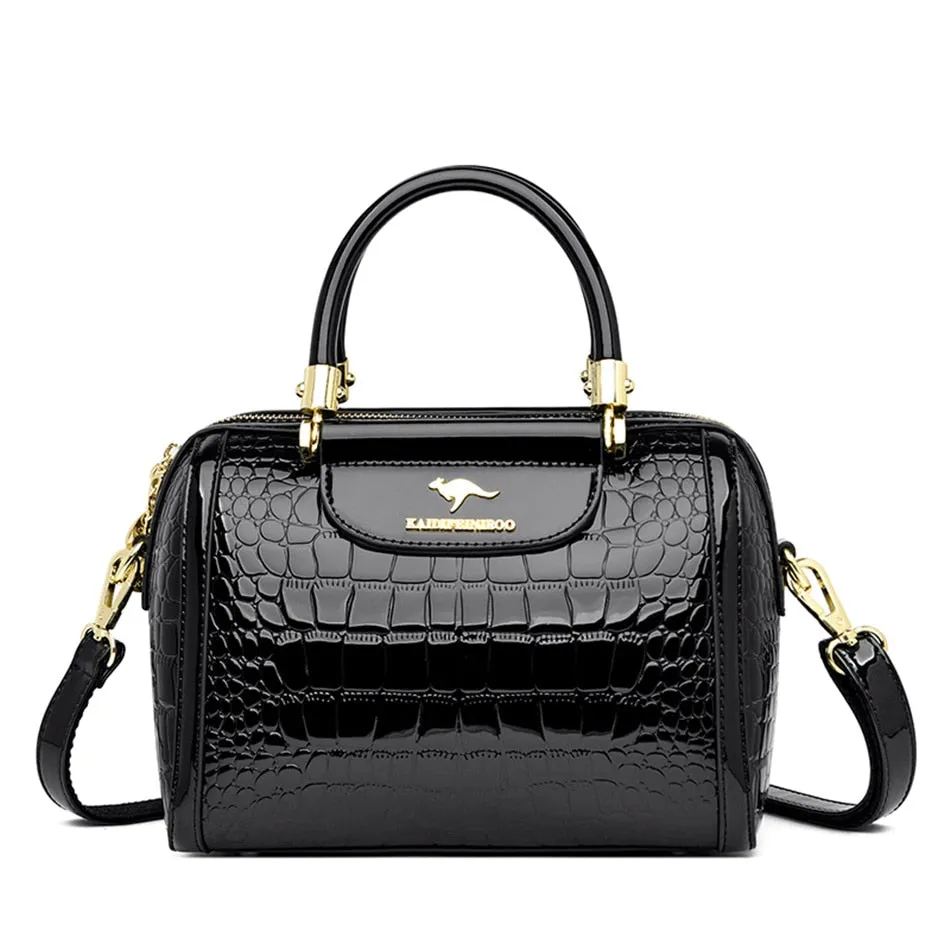 Luxury Patent Leather Handbags for Women Designer Crocodile Pattern Women&#39;s Shoulder Crossbody Bag New Ladies Messenger Purses
