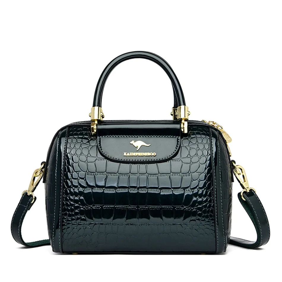 Luxury Patent Leather Handbags for Women Designer Crocodile Pattern Women&#39;s Shoulder Crossbody Bag New Ladies Messenger Purses