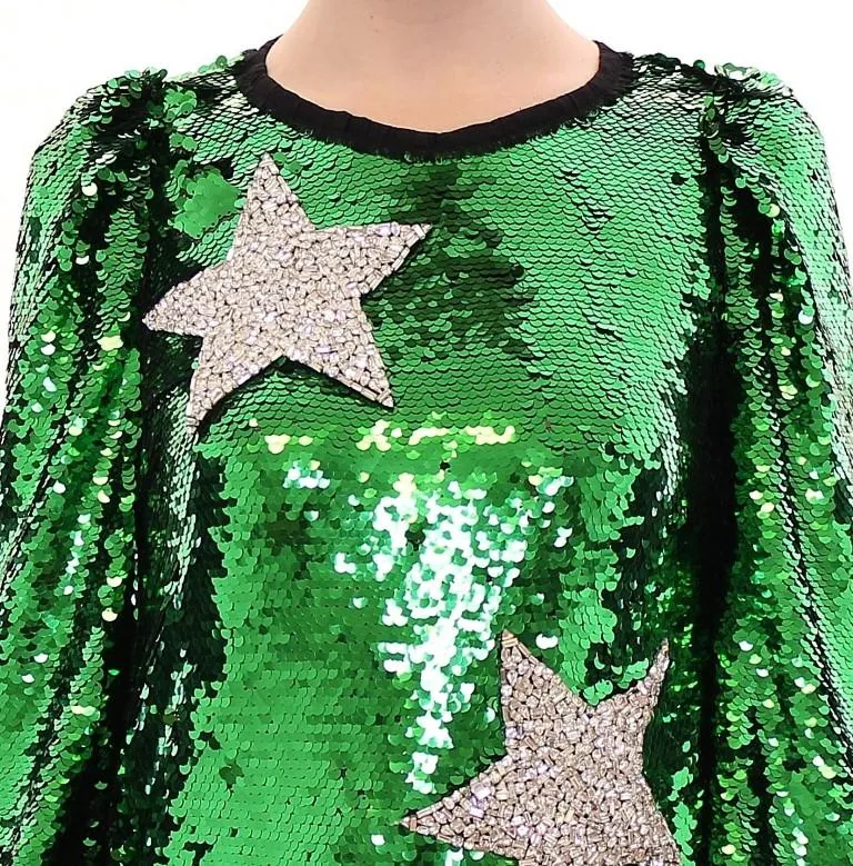 Masterpiece green sequined crystal swarovski dress
