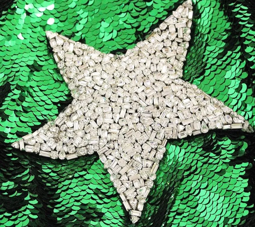 Masterpiece green sequined crystal swarovski dress