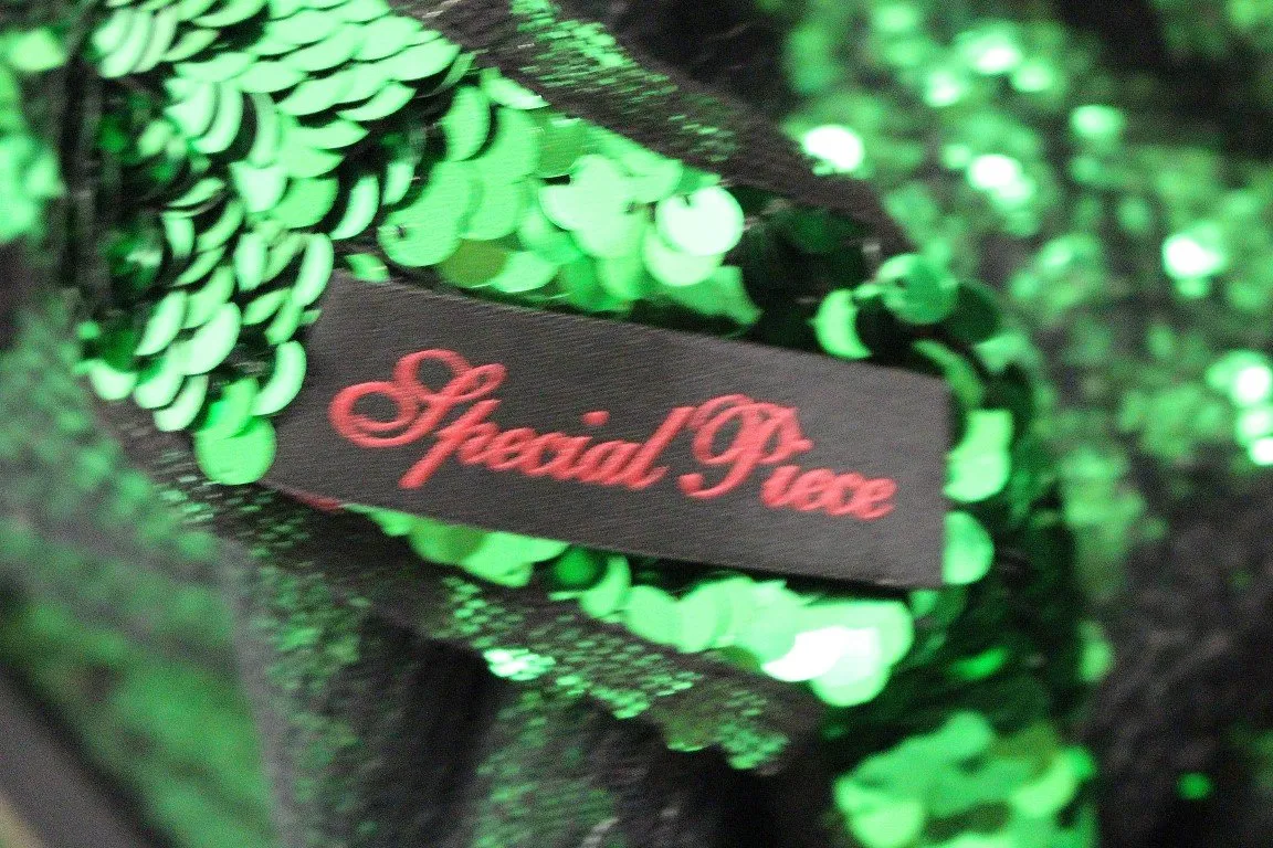 Masterpiece green sequined crystal swarovski dress