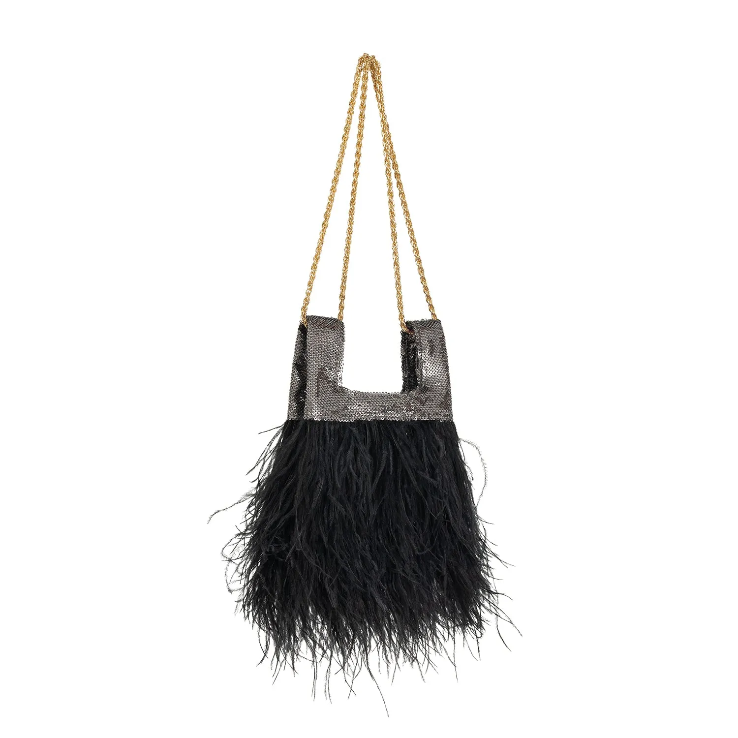 Micro Ines In Slate Gray Sequin With Feather