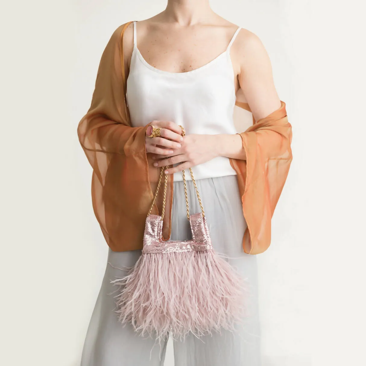 Micro Ines In Tickled Pink Sequin With Feather