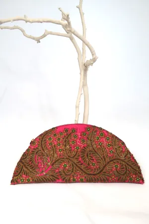 Mid Asia Vintage Fabric Peacock Tail Hand Bag