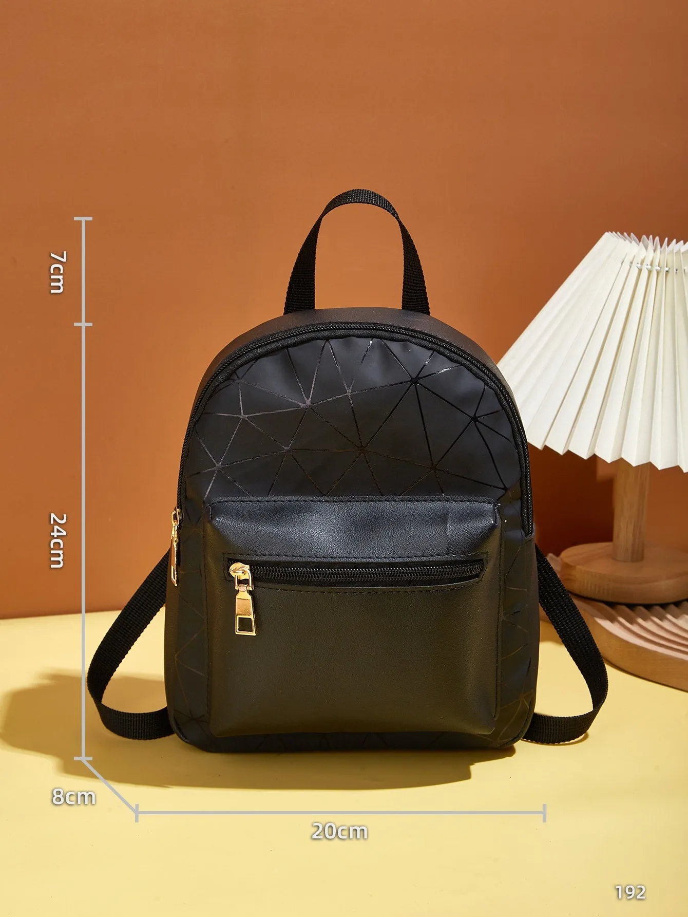 Mini Geometric Pattern Classic Backpack - Black