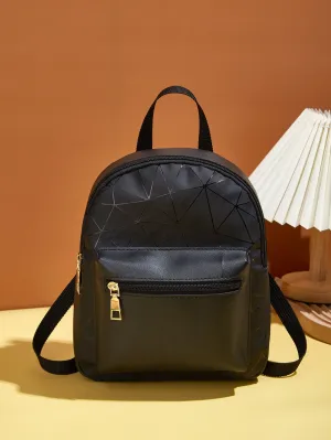 Mini Geometric Pattern Classic Backpack - Black