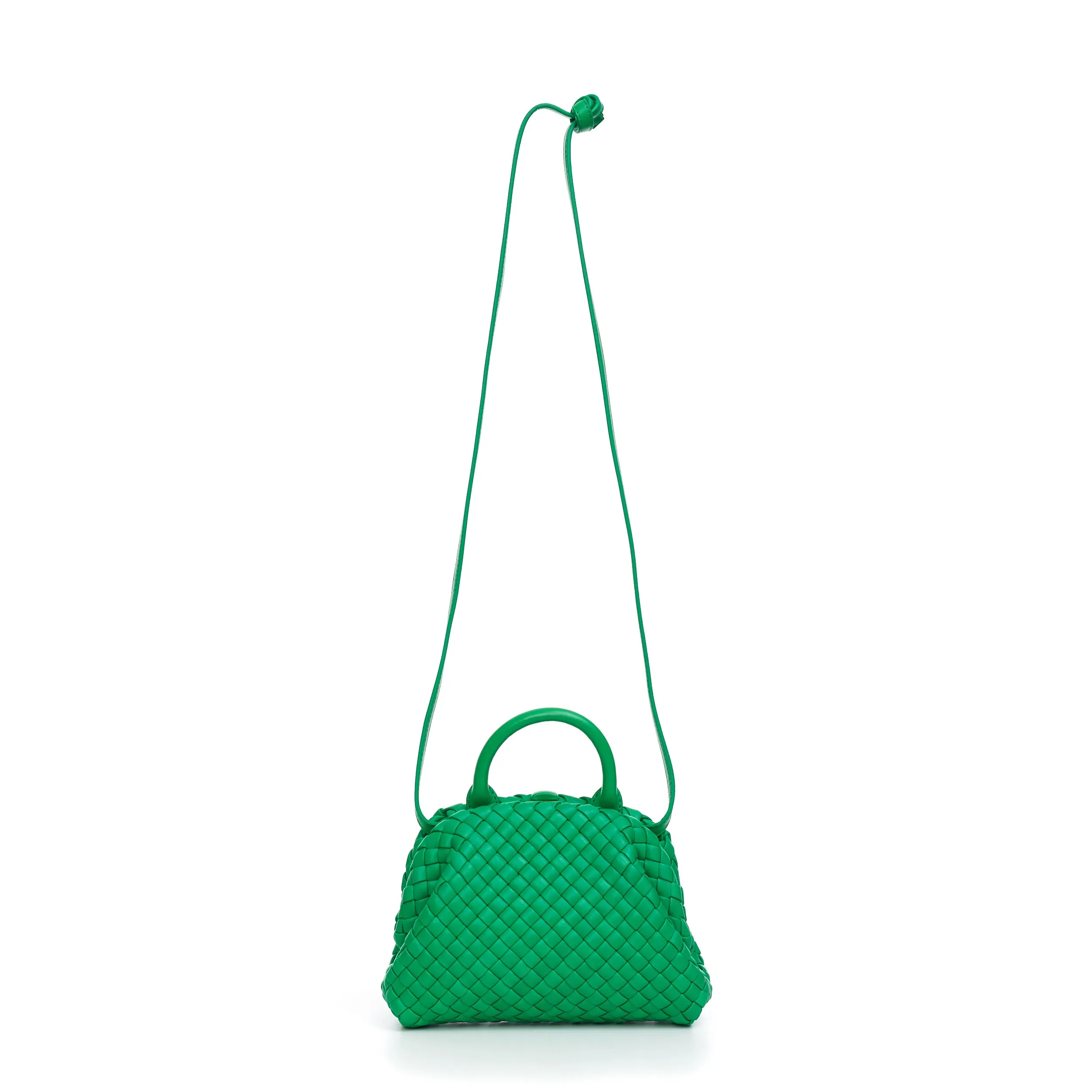 Mini Top Handle Bag In Parakeet Green Padded Intreccio Leather