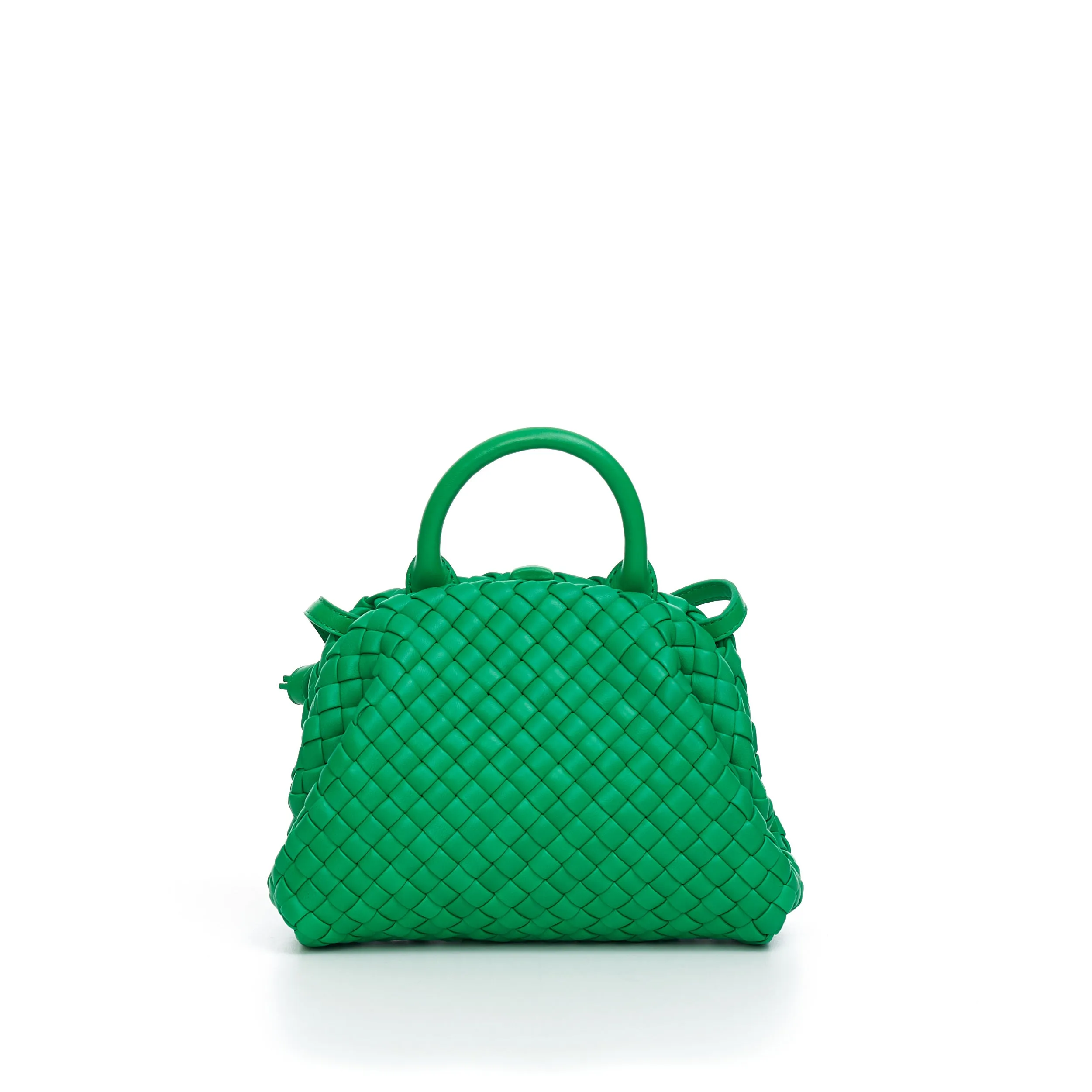 Mini Top Handle Bag In Parakeet Green Padded Intreccio Leather