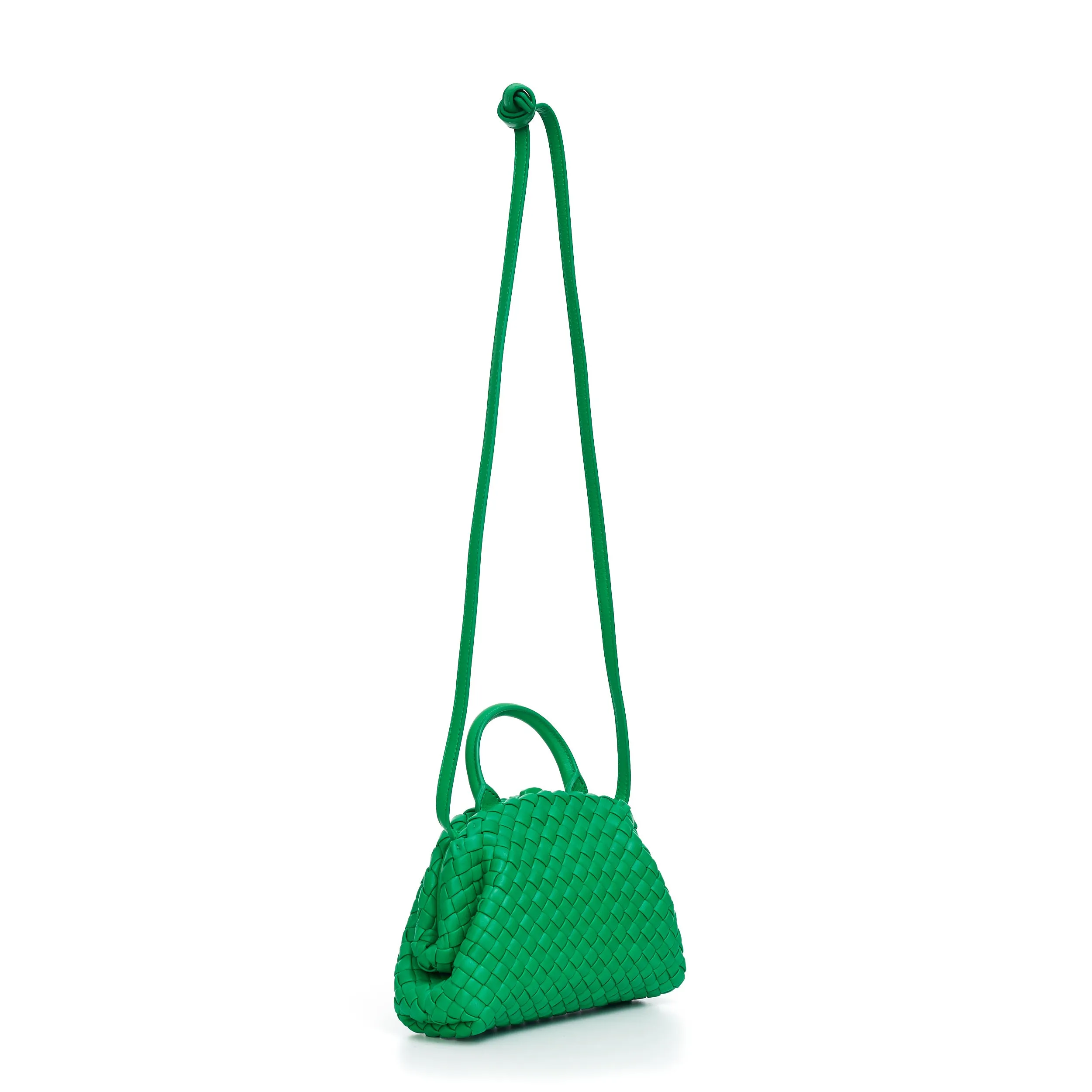 Mini Top Handle Bag In Parakeet Green Padded Intreccio Leather