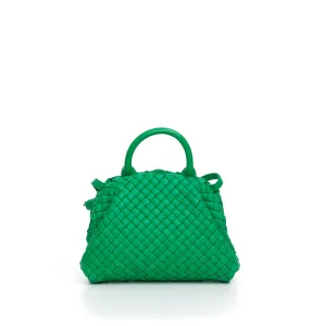 Mini Top Handle Bag In Parakeet Green Padded Intreccio Leather