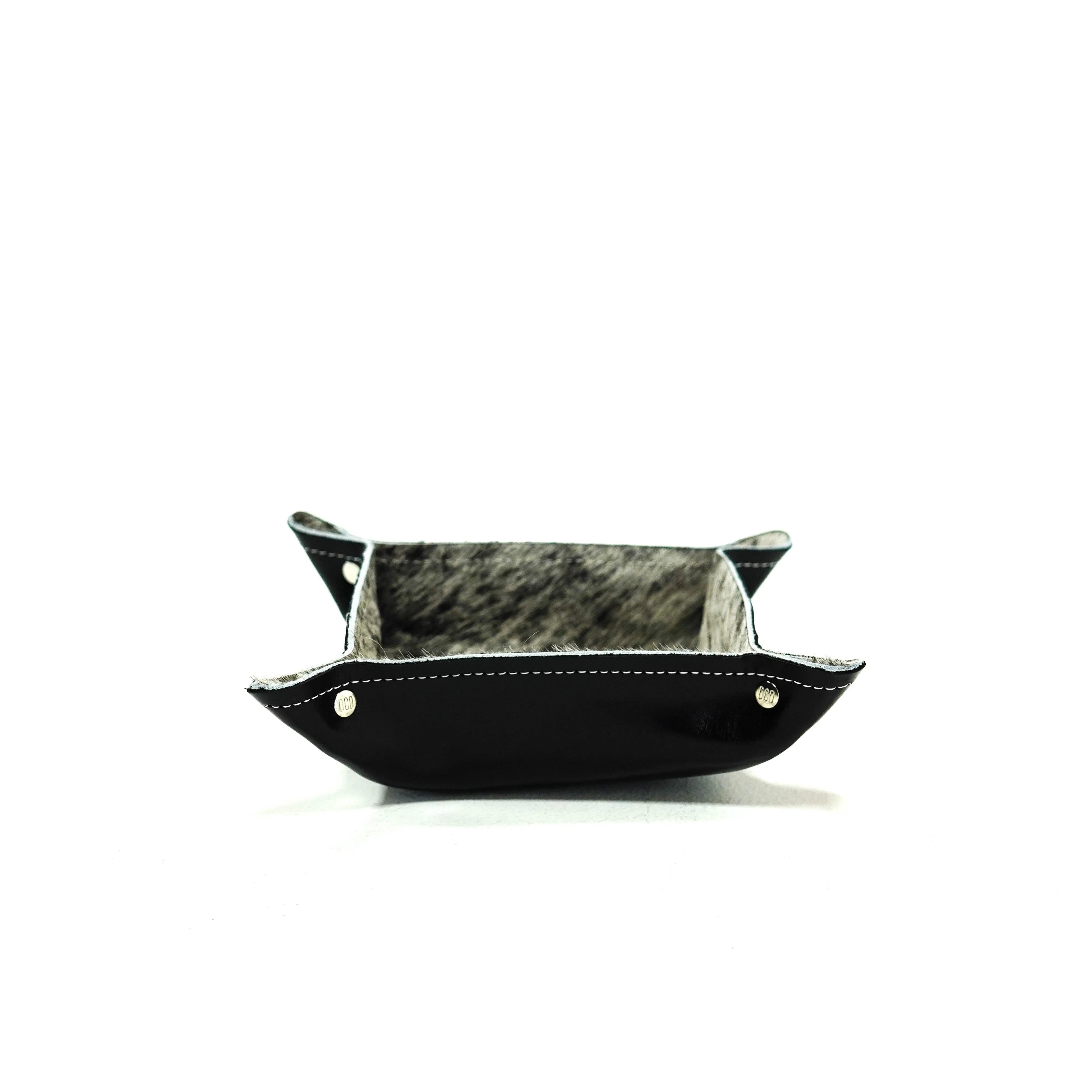 Mini Tray - Glossed Black Leather w/ Salt N' Pepper