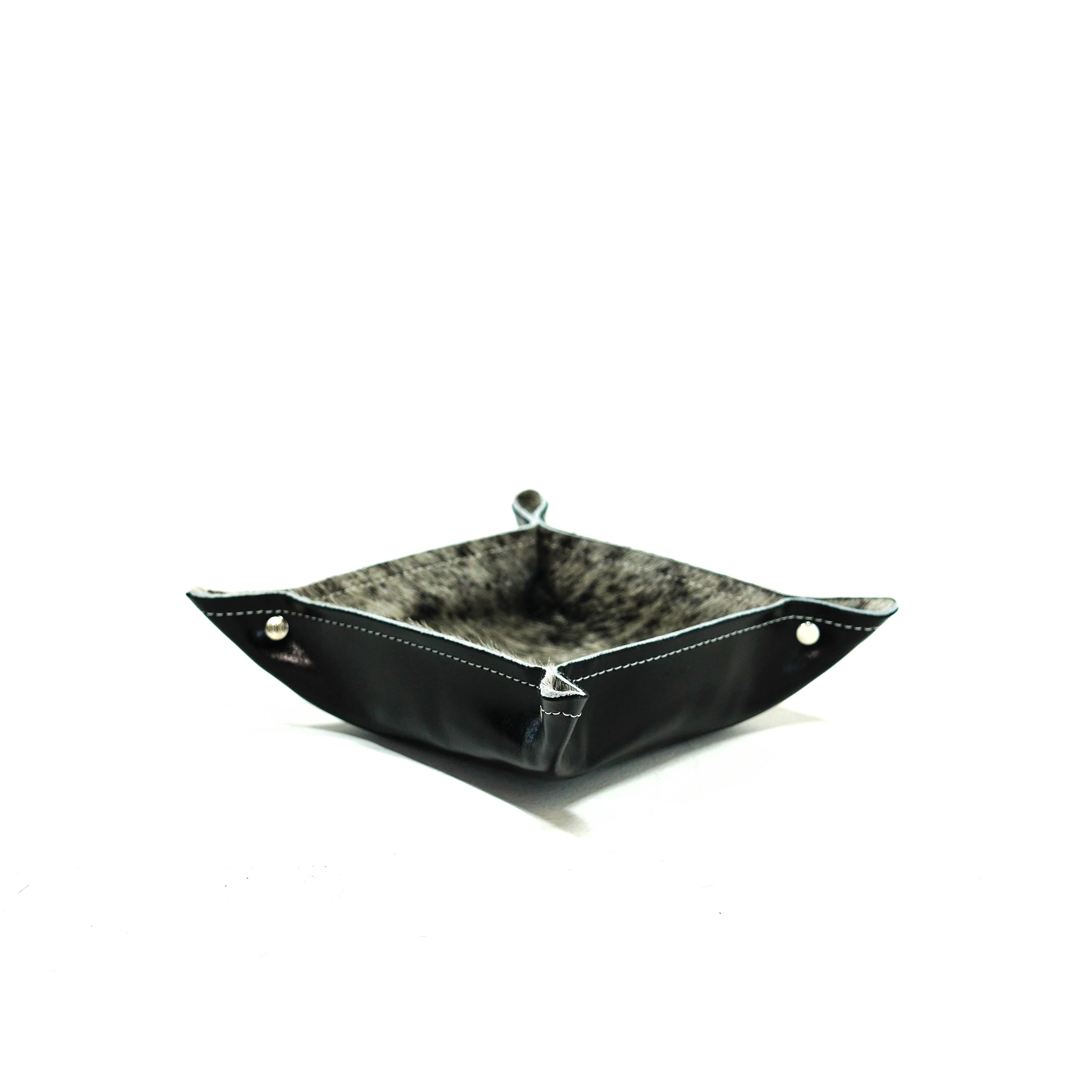 Mini Tray - Glossed Black Leather w/ Salt N' Pepper