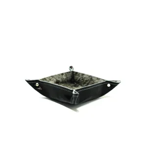 Mini Tray - Glossed Black Leather w/ Salt N' Pepper