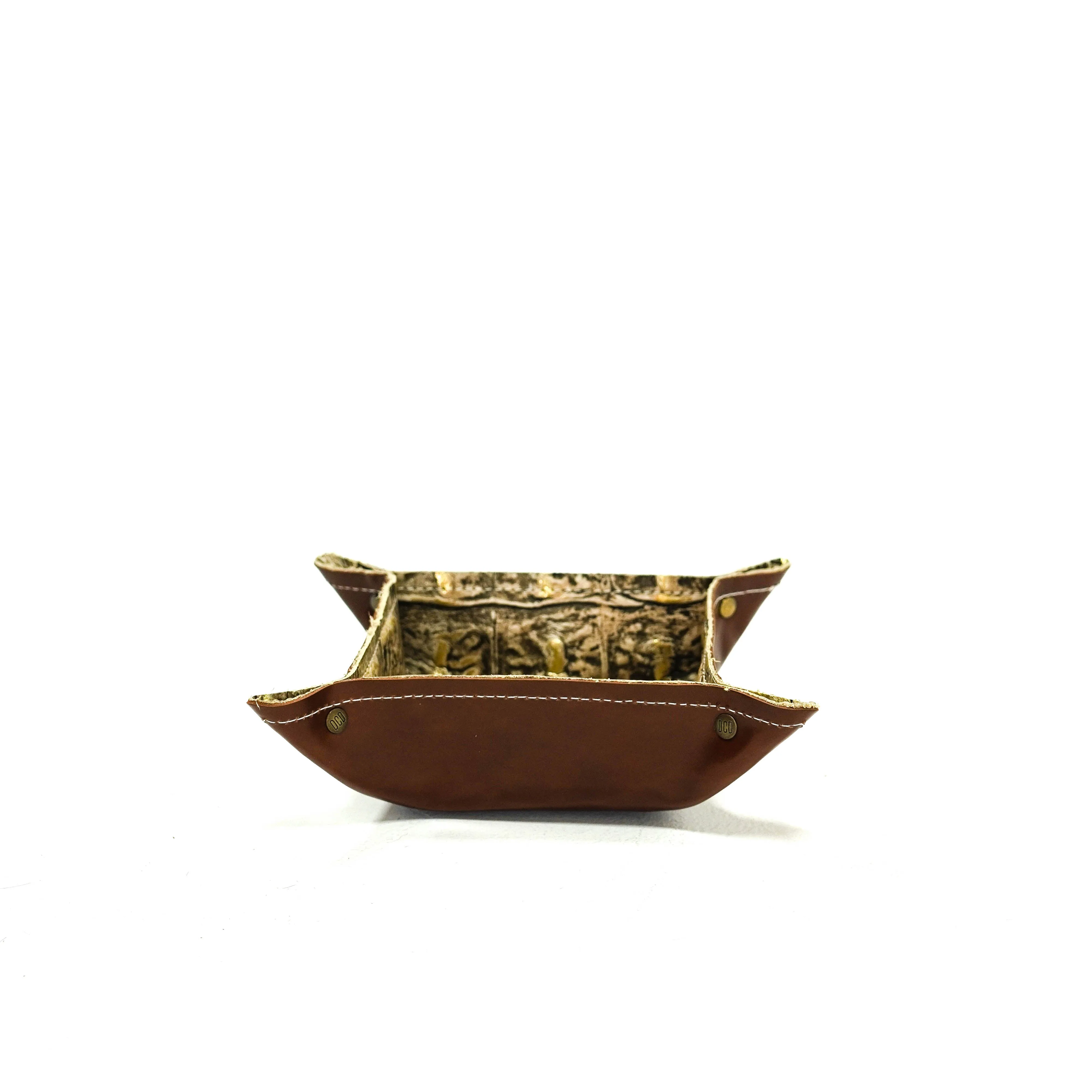 Mini Tray - Glossed Chocolate Leather w/ Vanilla Jumbo Croc