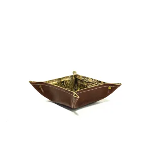 Mini Tray - Glossed Chocolate Leather w/ Vanilla Jumbo Croc