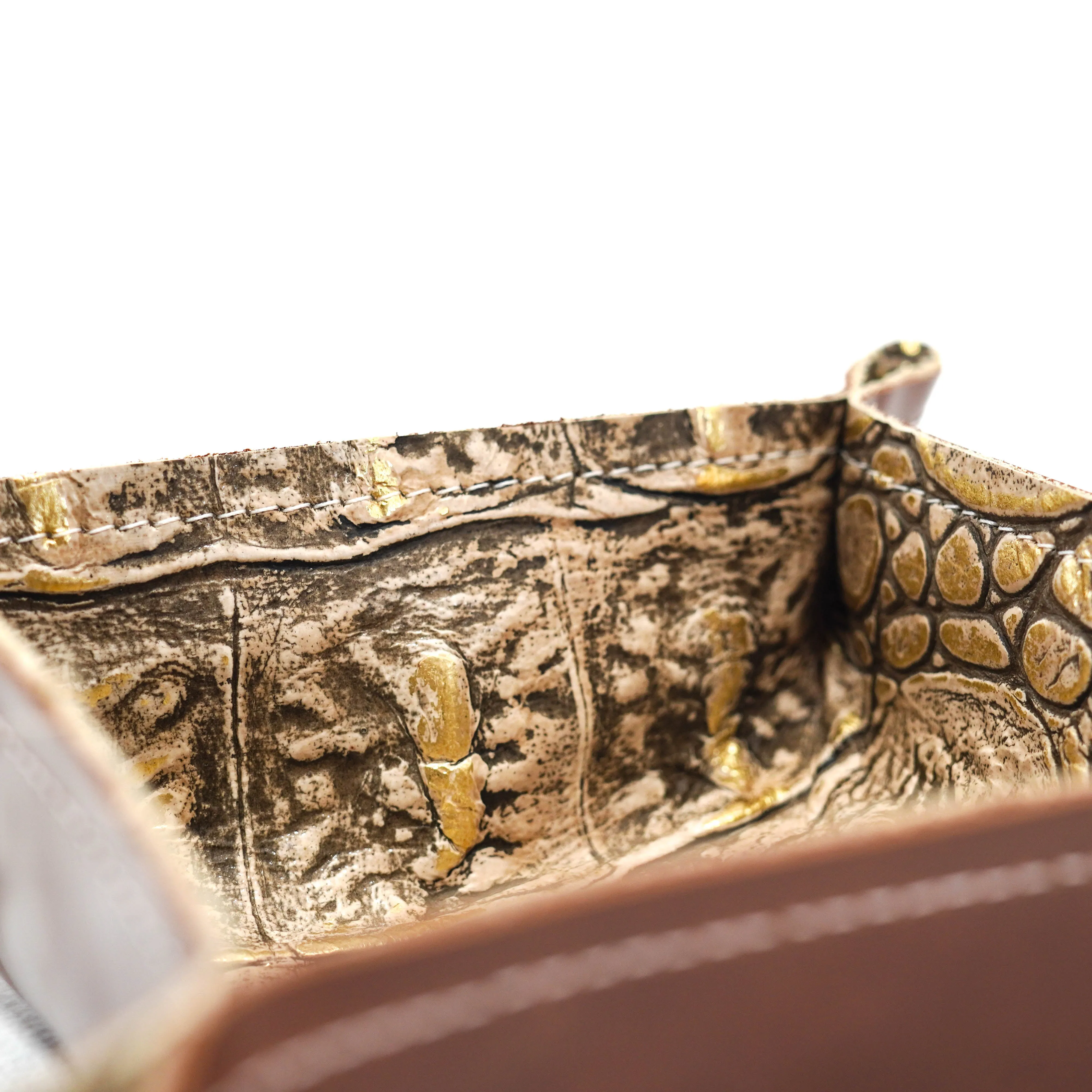 Mini Tray - Glossed Chocolate Leather w/ Vanilla Jumbo Croc