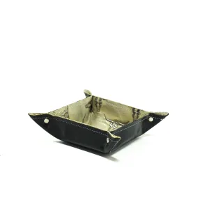 Mini Tray - Glossed Lead Leather w/ Ghost Skulls