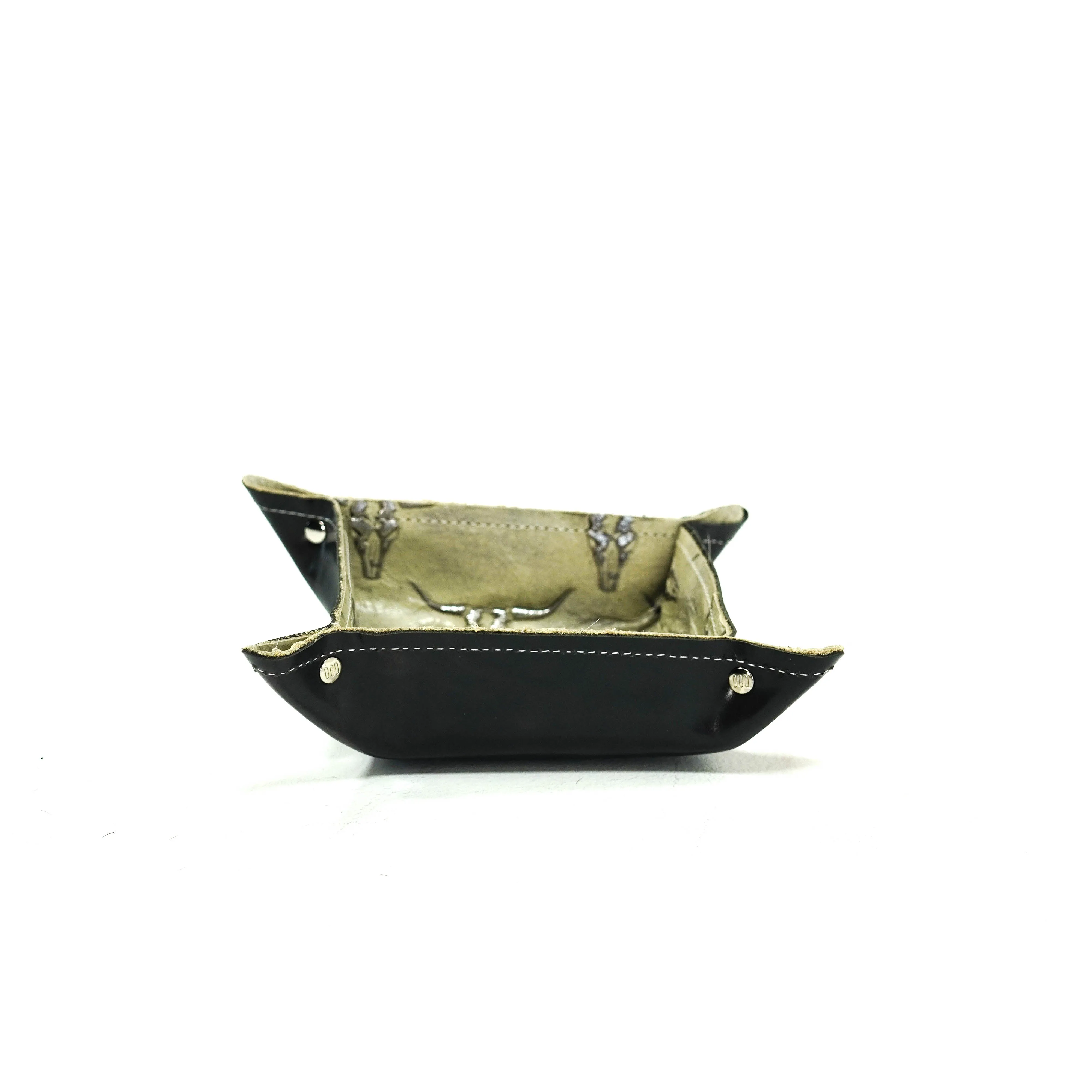Mini Tray - Glossed Lead Leather w/ Ghost Skulls