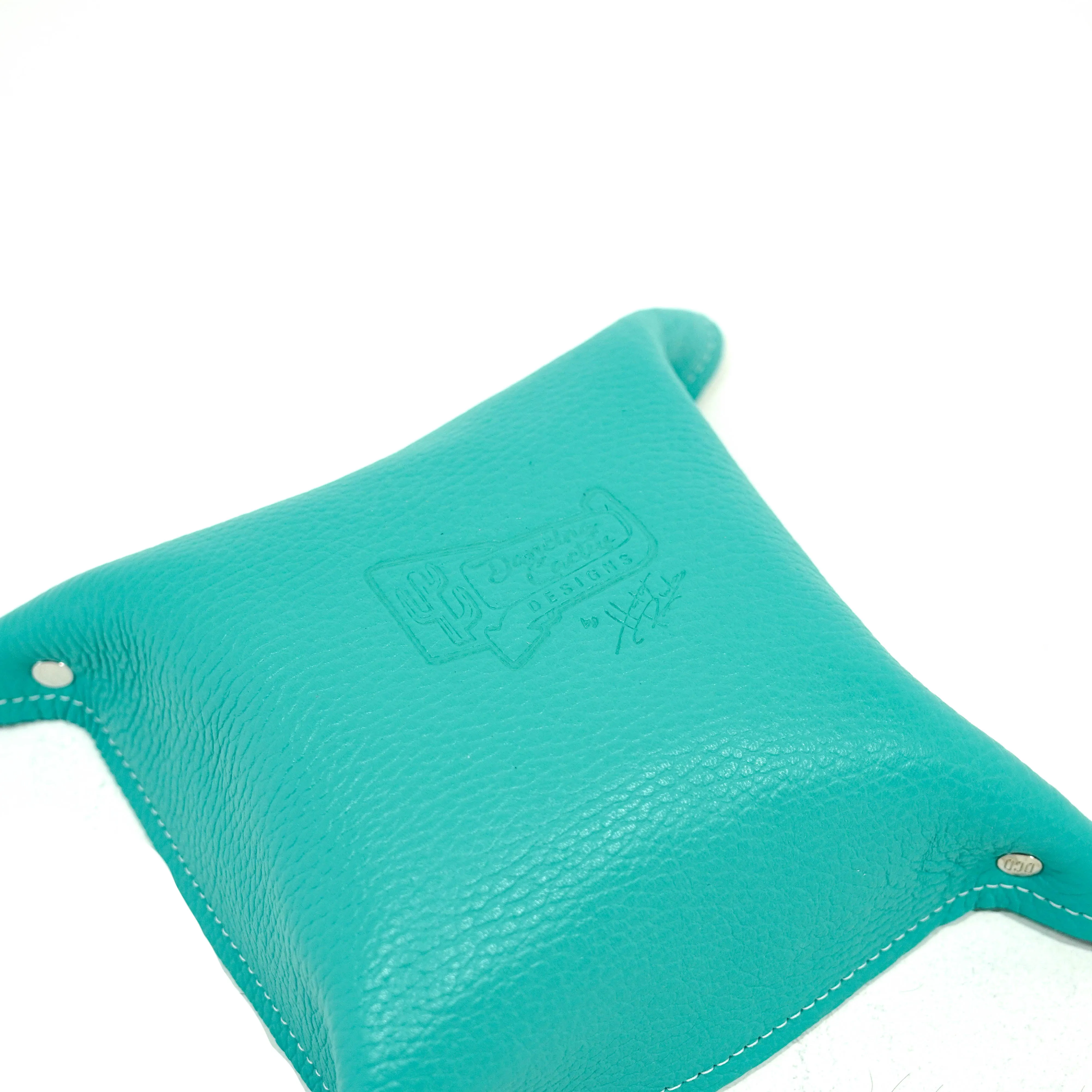 Mini Tray - Pebbled Turquoise Leather w/ Tricolor