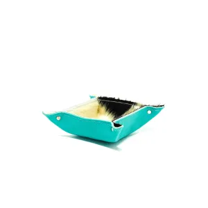 Mini Tray - Pebbled Turquoise Leather w/ Tricolor