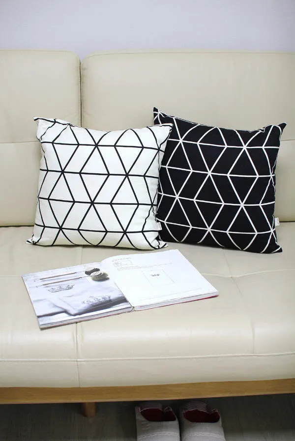 Modern Print Oxford Cotton Fabric Geometric - Black or Ivory - By the Yard 81765