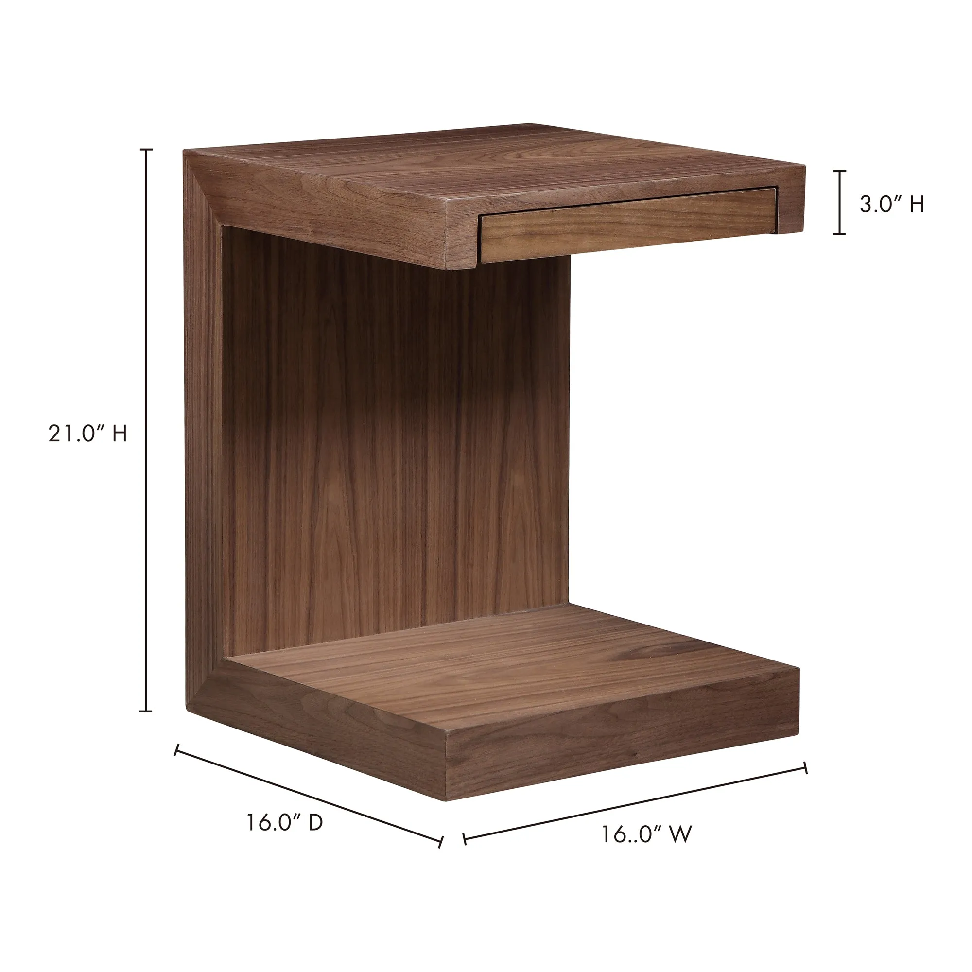 Modern Solid Wood Side Table with Hidden Drawer