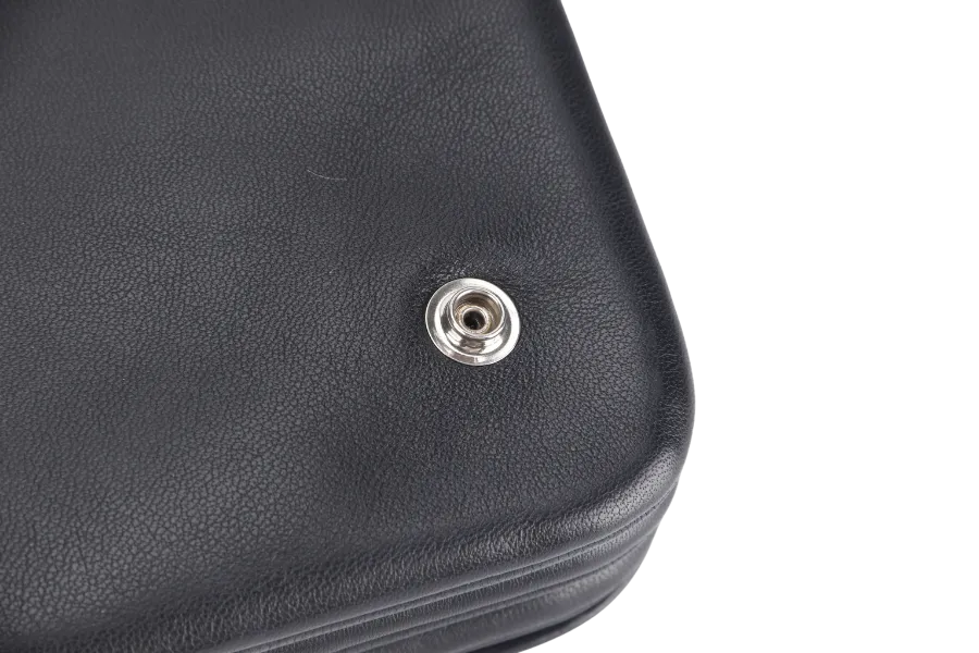 MULBERRY CLIFTON SHOULDER BAG BLACK CROSSBOARDED CALFSKIN BRUSHED SILVER HARDWARE WITH CHAIN STRAP AND DUST COVER