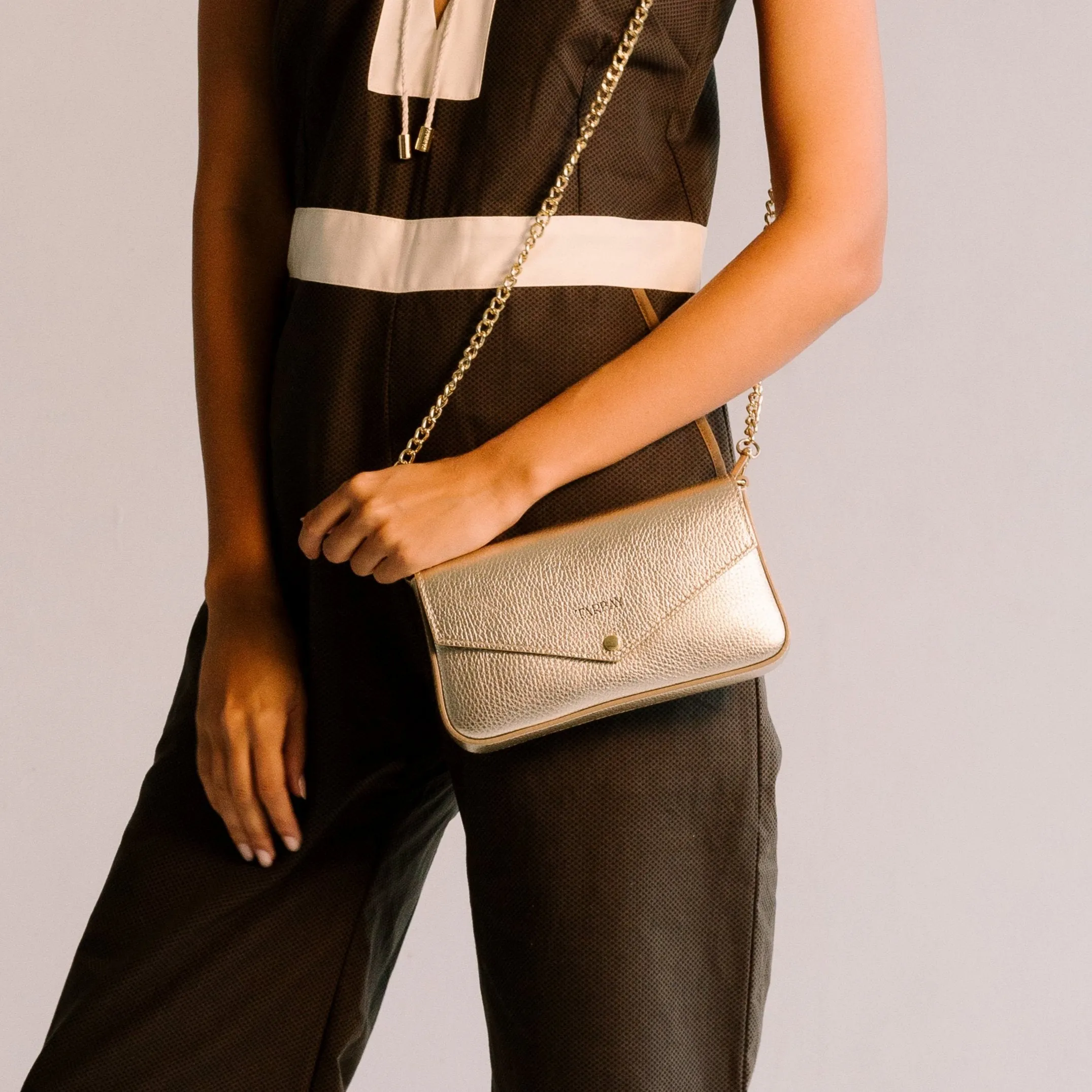 Nashira Clutch & Crossbody Bag - Light Gold