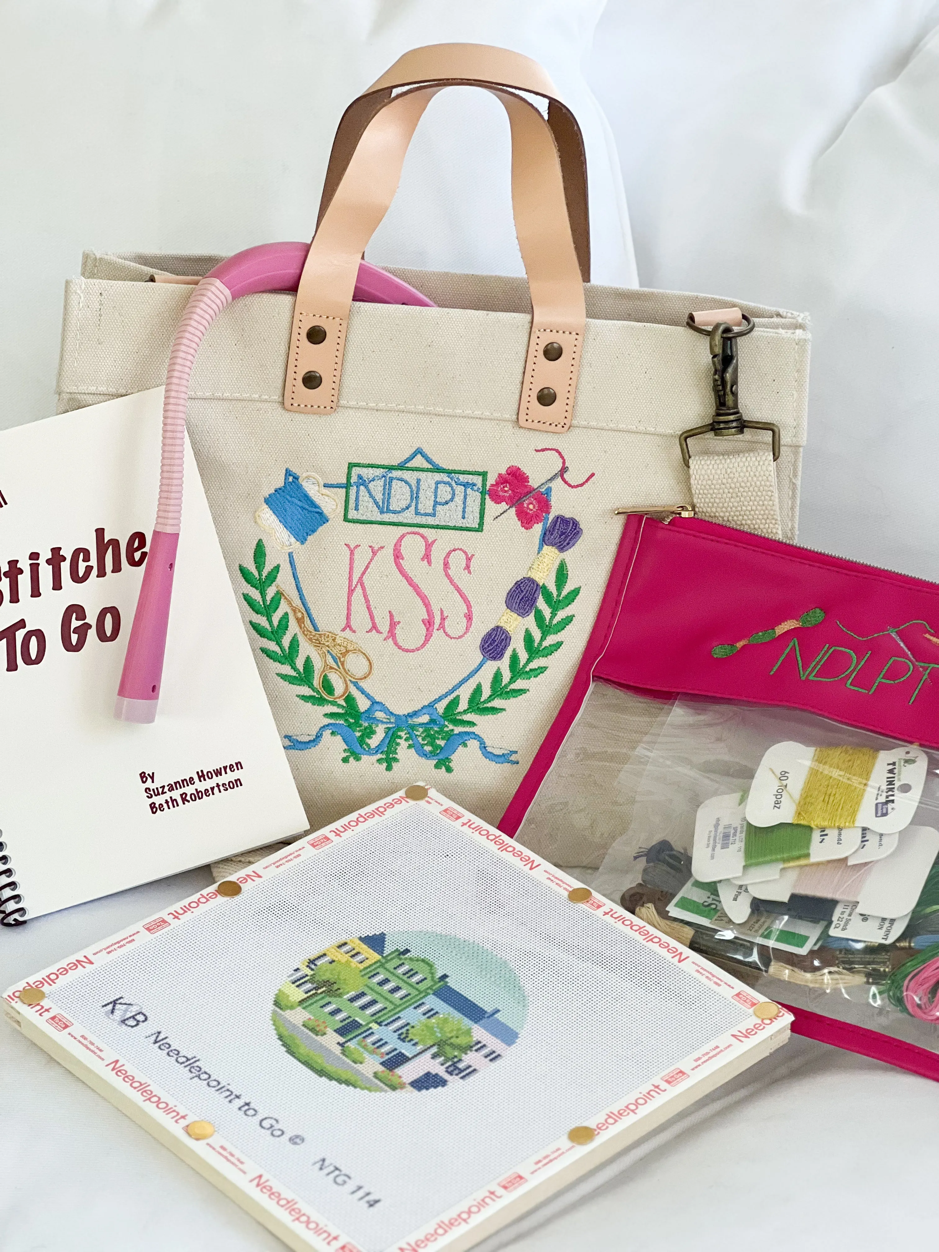 Needlpoint Crest Tote Bag
