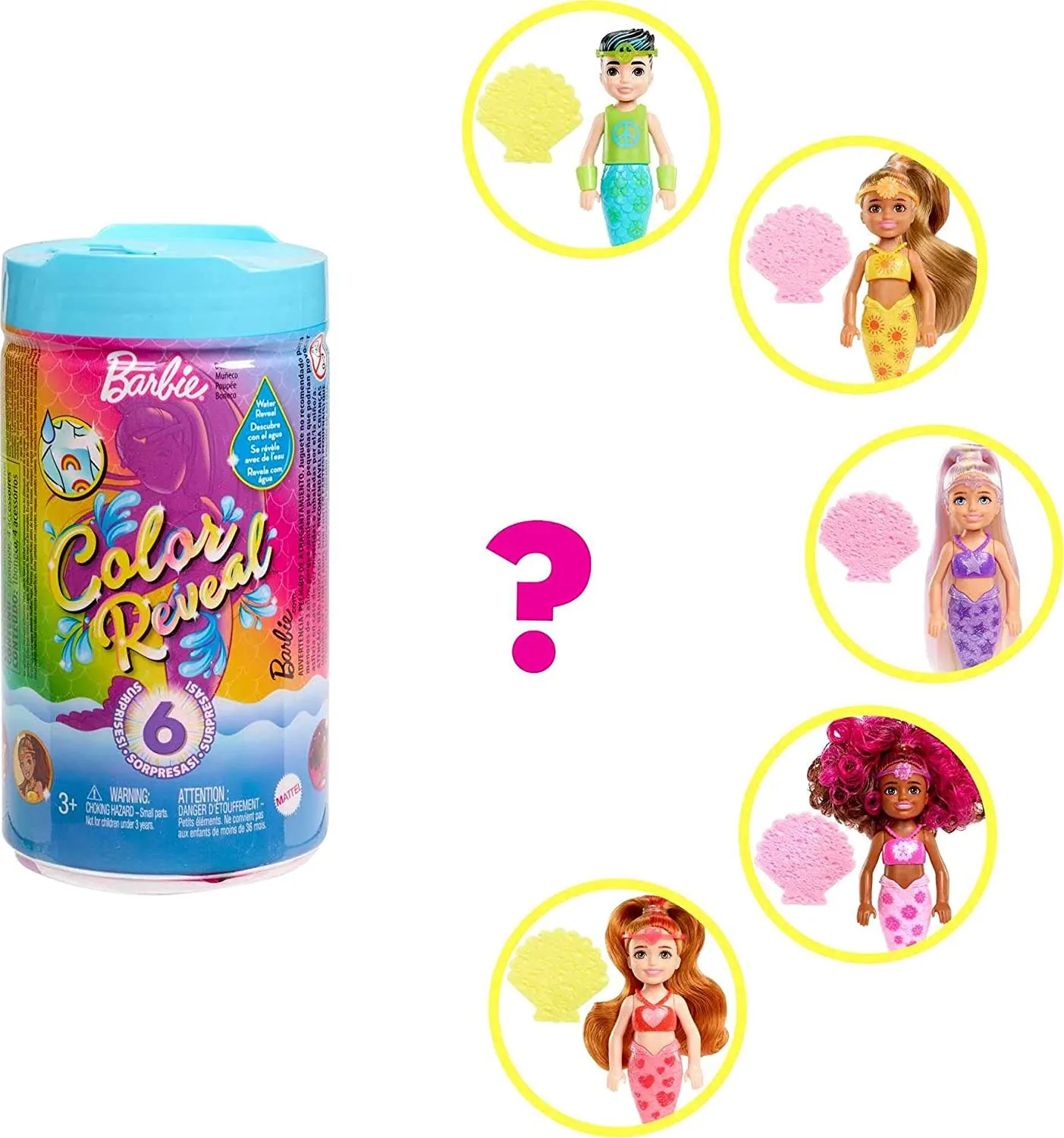 New Barbie Toys Color Reveal Rainbow Mermaid Series Chelsea Doll With 6 Surprises Color Change And Accessories Gifts For Kids