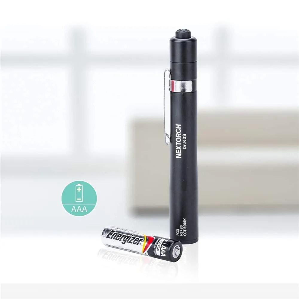 Nextorch Dr.K3S Medical LED Pen Light, Penlight with Pupil Gauge for Doctors and Nurses, Portable Diagnostic Pen Torch Light with Pocket Clip, AAA Battery Included