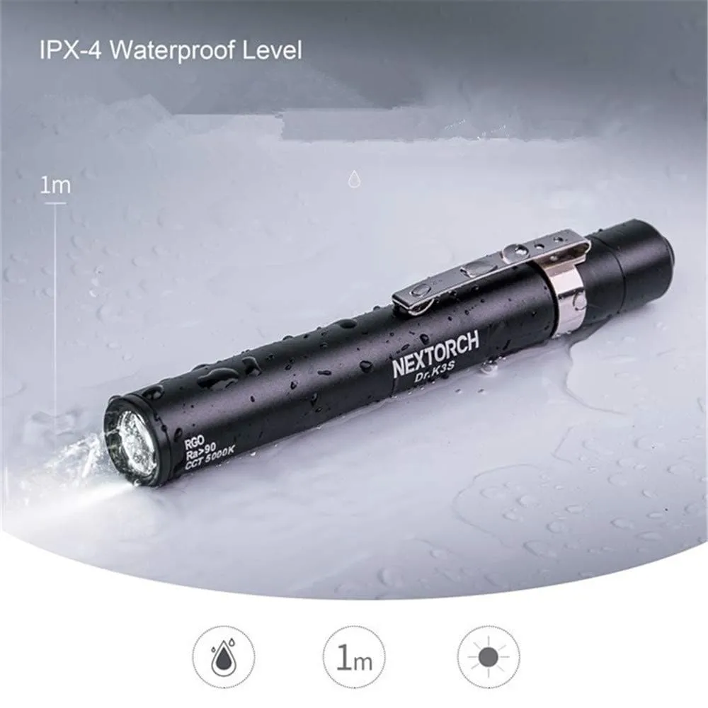 Nextorch Dr.K3S Medical LED Pen Light, Penlight with Pupil Gauge for Doctors and Nurses, Portable Diagnostic Pen Torch Light with Pocket Clip, AAA Battery Included