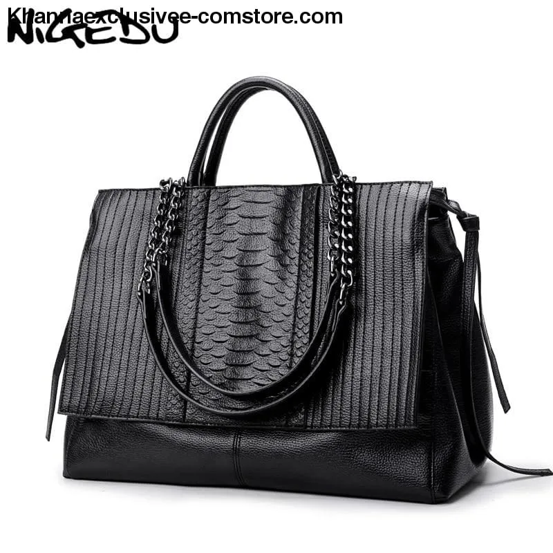 NIGEDU Branded designer Ladies luxury crocodile leather handbag Women's Chain shoulder bag Purse