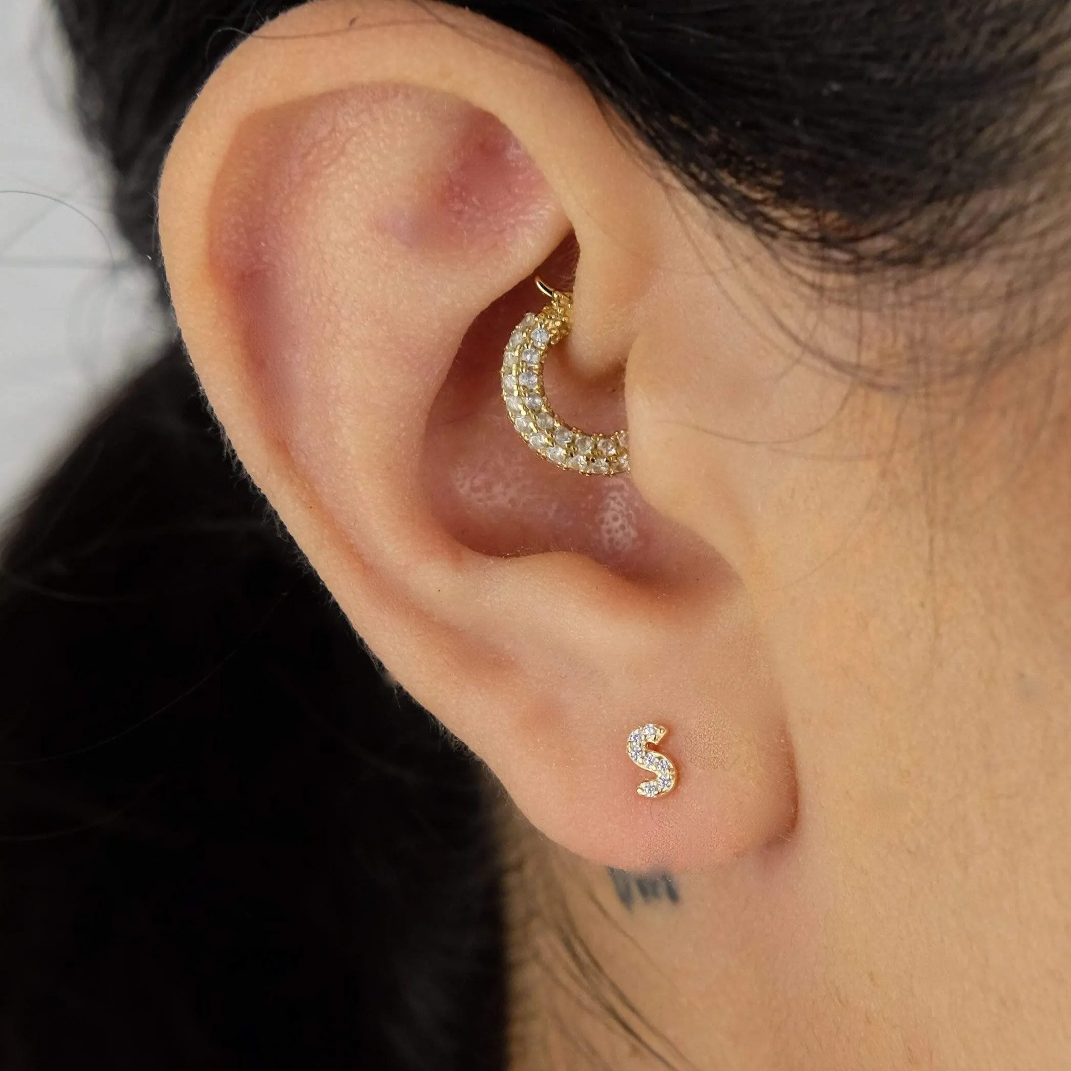 Pave Initial Stud Earring
