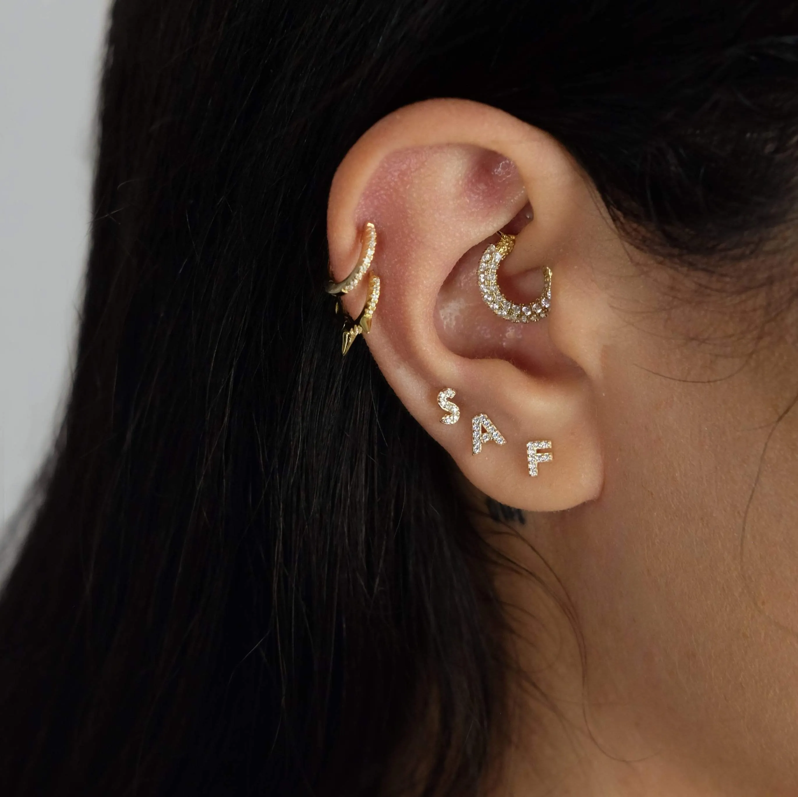 Pave Initial Stud Earring