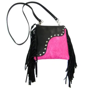 PBF74  Fringed Studded Calf Hair Hip Bag w/ Strap