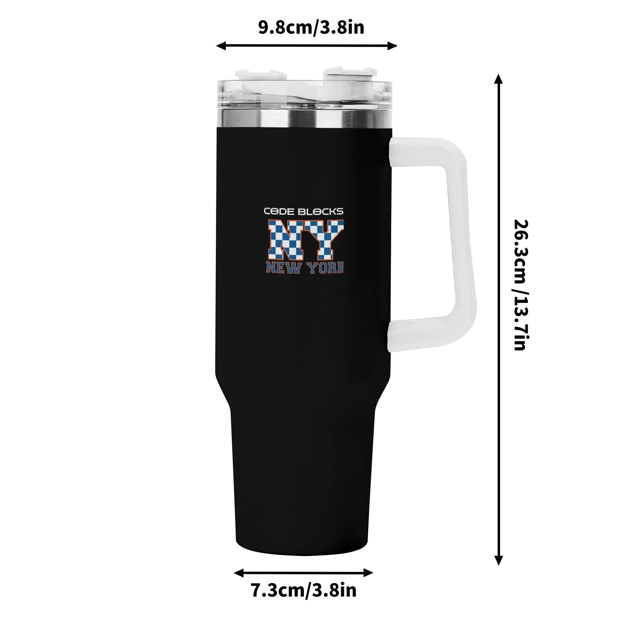 Personalized 40oz Stainless Steel Tumbler Gift With White Handle and Straw