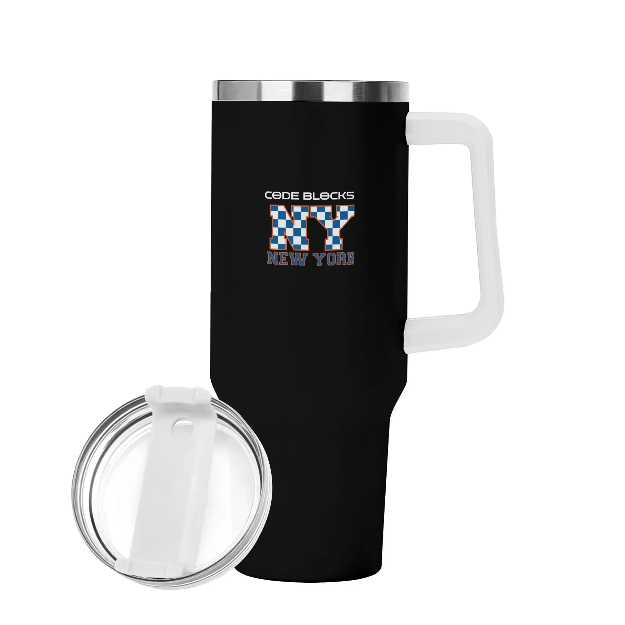 Personalized 40oz Stainless Steel Tumbler Gift With White Handle and Straw