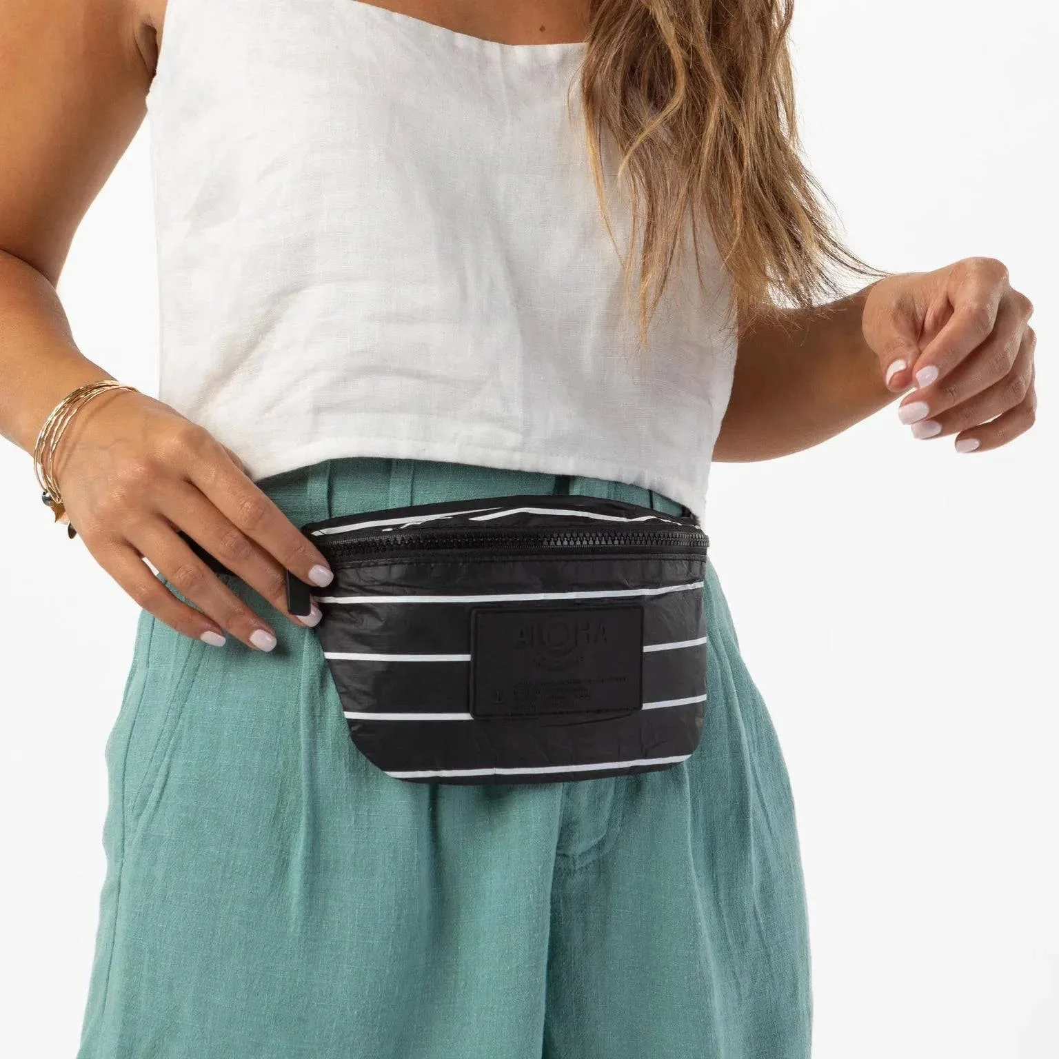 Pinstripe Mini Hip Pack by Aloha Collection | Black/White