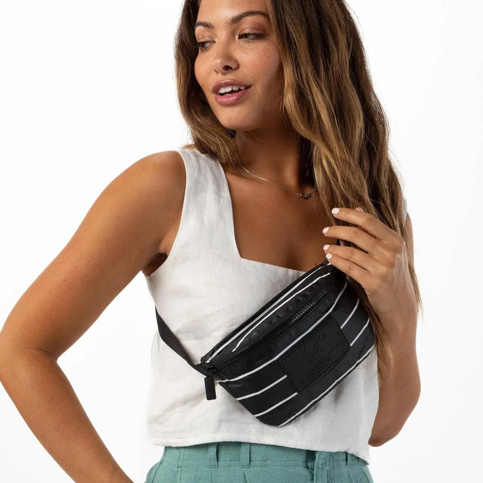 Pinstripe Mini Hip Pack by Aloha Collection | Black/White