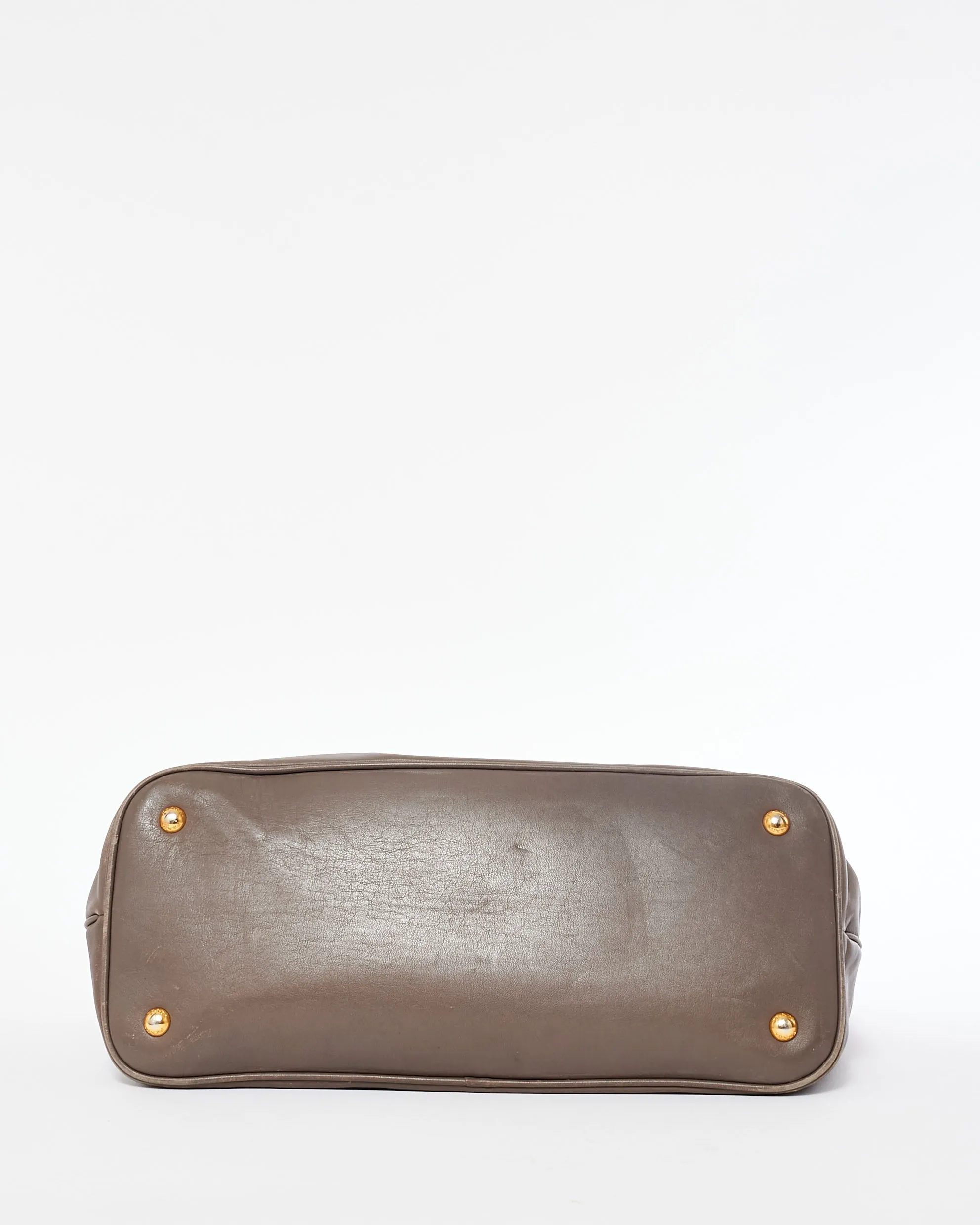 Prada Dark Grey Soft Calf Leather Tote Bag