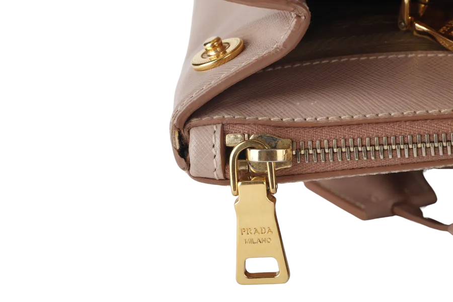 PRADA GALLERIA (BN1802) LIGHT PINK VITELLO DAINO LEATHER GOLD HARDWARE NO DUST COVER