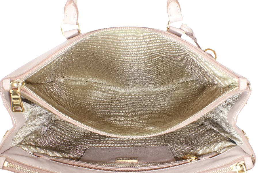 PRADA GALLERIA (BN1802) LIGHT PINK VITELLO DAINO LEATHER GOLD HARDWARE NO DUST COVER