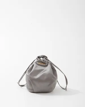 Prada Grey Satin Mini Bucket Bag