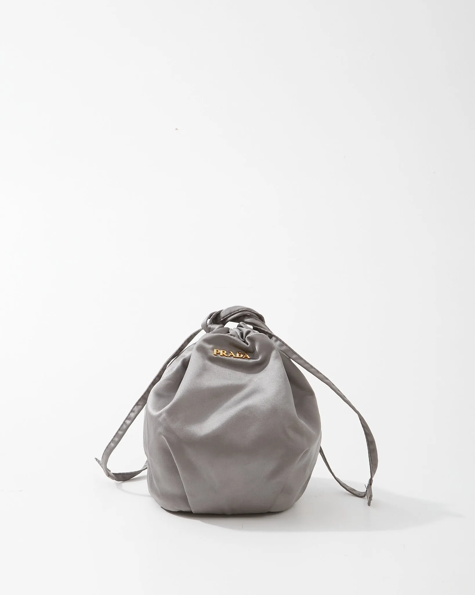Prada Grey Satin Mini Bucket Bag