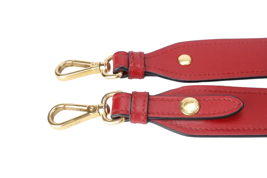 PRADA IBA116 RED ROSSO SAFFIANO x SMOOTH LEATHER BAG WITH STRAPS, CARD AND DUST COVER